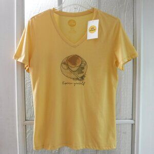 Life is Good "Espresso Yourself" Yellow Color Short Sleeve V-Neck Shirt